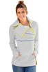 Sexy Zip and Piping Trim Grey Sweatshirt